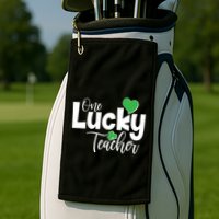 St Patricks Day One Lucky Teacher Golf Towel