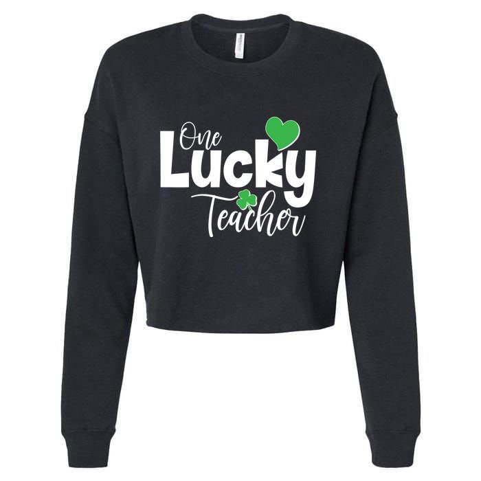 St Patricks Day One Lucky Teacher Cropped Pullover Crew