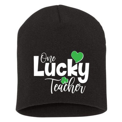 St Patricks Day One Lucky Teacher Short Acrylic Beanie