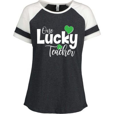 St Patricks Day One Lucky Teacher Enza Ladies Jersey Colorblock Tee