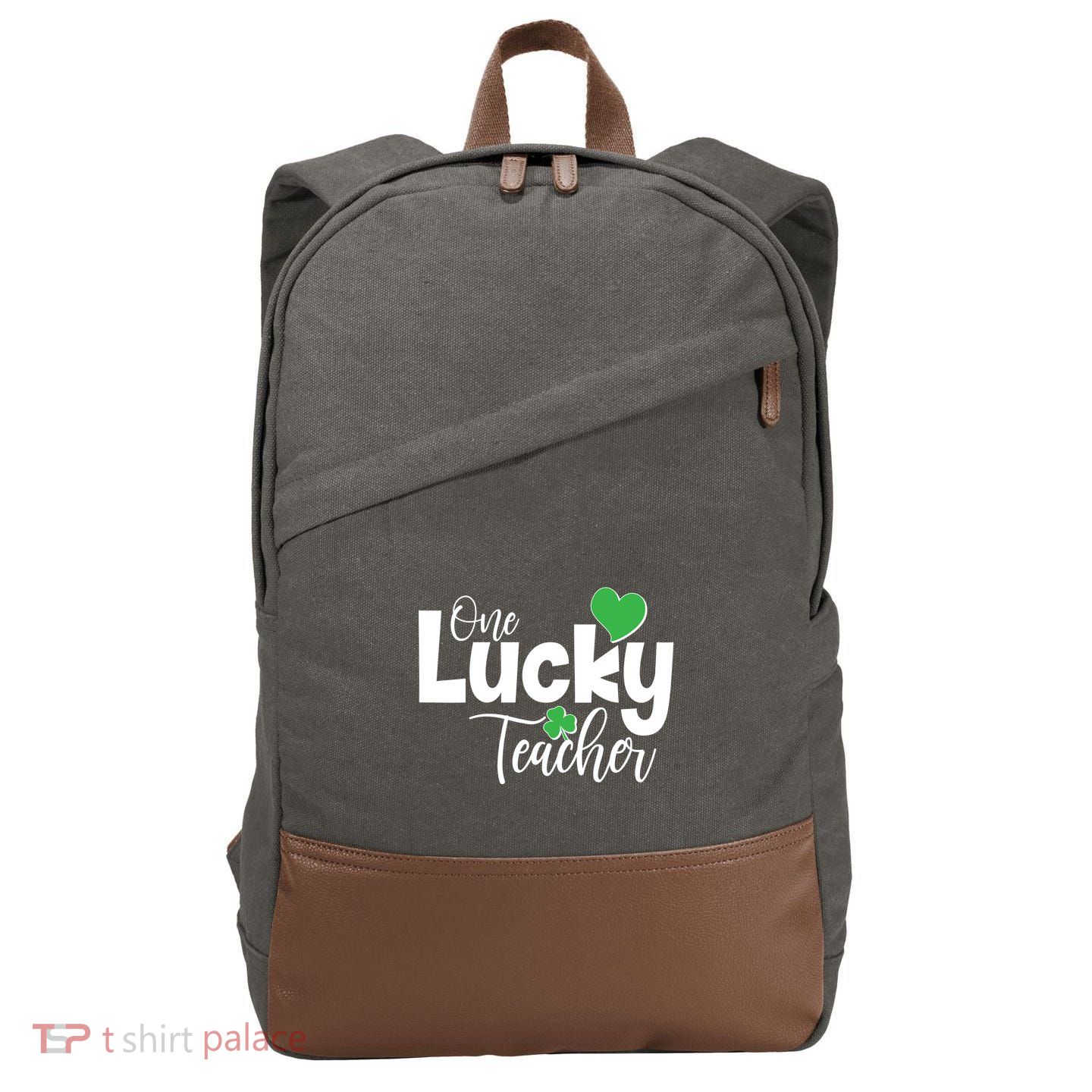 St Patricks Day One Lucky Teacher Cotton Canvas Backpack