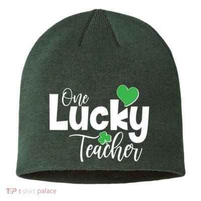 St Patricks Day One Lucky Teacher Sustainable Beanie