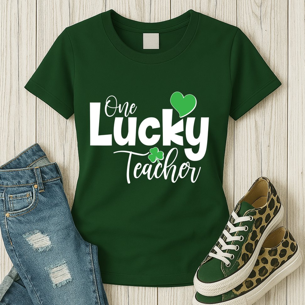 St Patricks Day One Lucky Teacher Womens T-Shirt
