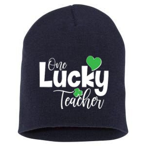 St Patricks Day One Lucky Teacher Short Acrylic Beanie