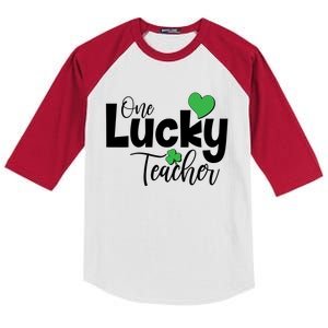 St Patricks Day One Lucky Teacher Kids Colorblock Raglan Jersey