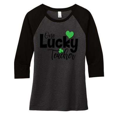 St Patricks Day One Lucky Teacher Women's Tri-Blend 3/4-Sleeve Raglan Shirt