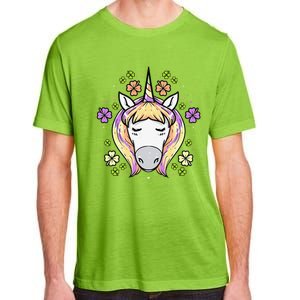 St Patricks Day Shamrock Unicorn Irish Unicorn Face Adult ChromaSoft Performance T-Shirt