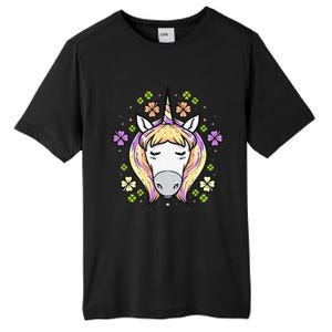 St Patricks Day Shamrock Unicorn Irish Unicorn Face Tall Fusion ChromaSoft Performance T-Shirt