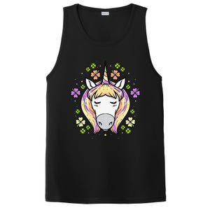 St Patricks Day Shamrock Unicorn Irish Unicorn Face PosiCharge Competitor Tank