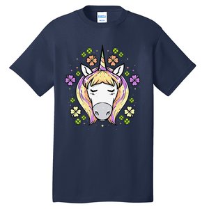 St Patricks Day Shamrock Unicorn Irish Unicorn Face Tall T-Shirt