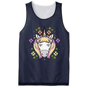 St Patricks Day Shamrock Unicorn Irish Unicorn Face Mesh Reversible Basketball Jersey Tank