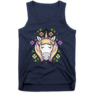 St Patricks Day Shamrock Unicorn Irish Unicorn Face Tank Top