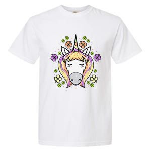 St Patricks Day Shamrock Unicorn Irish Unicorn Face Garment-Dyed Heavyweight T-Shirt