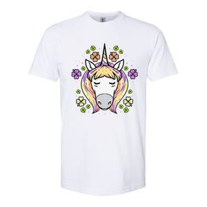 St Patricks Day Shamrock Unicorn Irish Unicorn Face Softstyle CVC T-Shirt