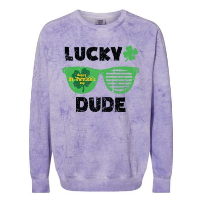 St Patrick's Day Vintage Funny Irish Lucky Dude Cute Gift Colorblast Crewneck Sweatshirt