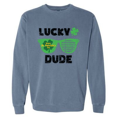 St Patrick's Day Vintage Funny Irish Lucky Dude Cute Gift Garment-Dyed Sweatshirt