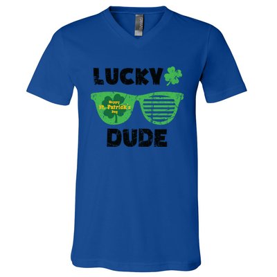 St Patrick's Day Vintage Funny Irish Lucky Dude Cute Gift V-Neck T-Shirt