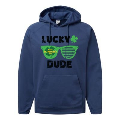 St Patrick's Day Vintage Funny Irish Lucky Dude Cute Gift Performance Fleece Hoodie