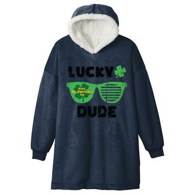 St Patrick's Day Vintage Funny Irish Lucky Dude Cute Gift Hooded Wearable Blanket