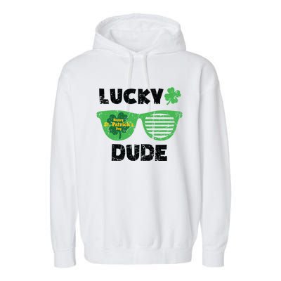 St Patrick's Day Vintage Funny Irish Lucky Dude Cute Gift Garment-Dyed Fleece Hoodie