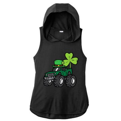 St Patrick Day Monster Truck Saint Pattys Irish Boy Ladies PosiCharge Tri-Blend Wicking Draft Hoodie Tank