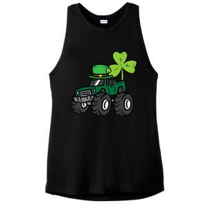 St Patrick Day Monster Truck Saint Pattys Irish Boy Ladies PosiCharge Tri-Blend Wicking Tank