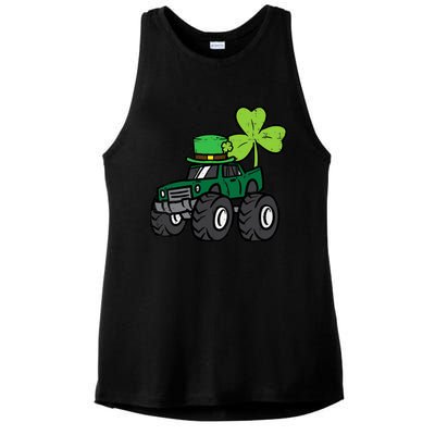 St Patrick Day Monster Truck Saint Pattys Irish Boy Ladies PosiCharge Tri-Blend Wicking Tank