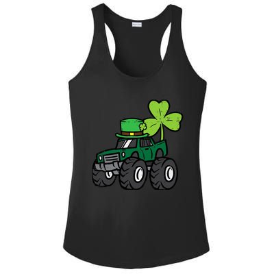 St Patrick Day Monster Truck Saint Pattys Irish Boy Ladies PosiCharge Competitor Racerback Tank