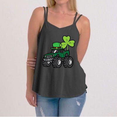 St Patrick Day Monster Truck Saint Pattys Irish Boy Women's Strappy Tank