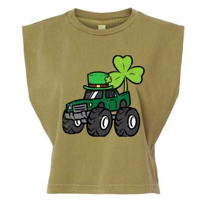 St Patrick Day Monster Truck Saint Pattys Irish Boy Garment-Dyed Women's Muscle Tee