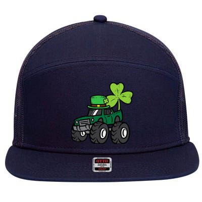 St Patrick Day Monster Truck Saint Pattys Irish Boy 7 Panel Mesh Trucker Snapback Hat