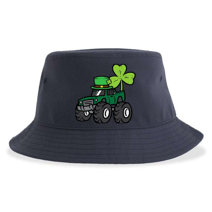 St Patrick Day Monster Truck Saint Pattys Irish Boy Sustainable Bucket Hat