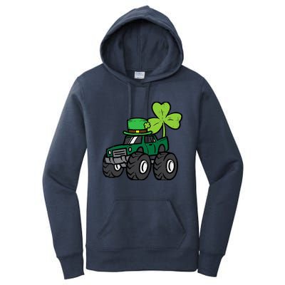 St Patrick Day Monster Truck Saint Pattys Irish Boy Women's Pullover Hoodie