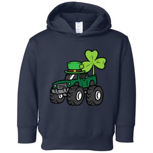 St Patrick Day Monster Truck Saint Pattys Irish Boy Toddler Hoodie