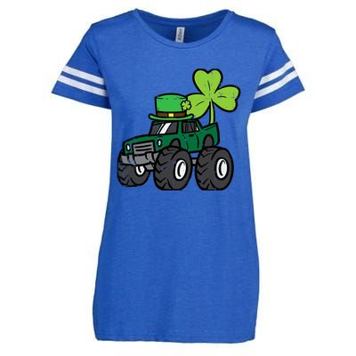 St Patrick Day Monster Truck Saint Pattys Irish Boy Enza Ladies Jersey Football T-Shirt