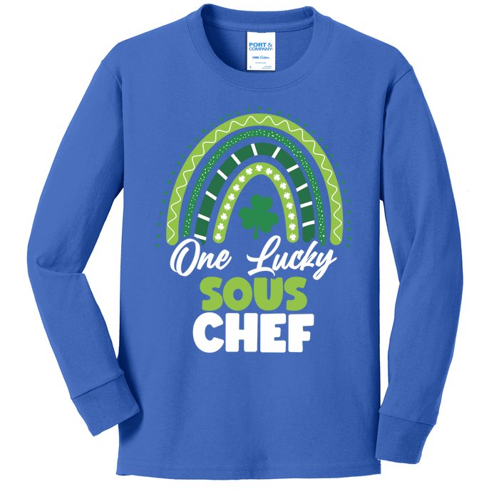 St Patricks Day One Lucky Sous Chef Funny Gift Kids Long Sleeve Shirt