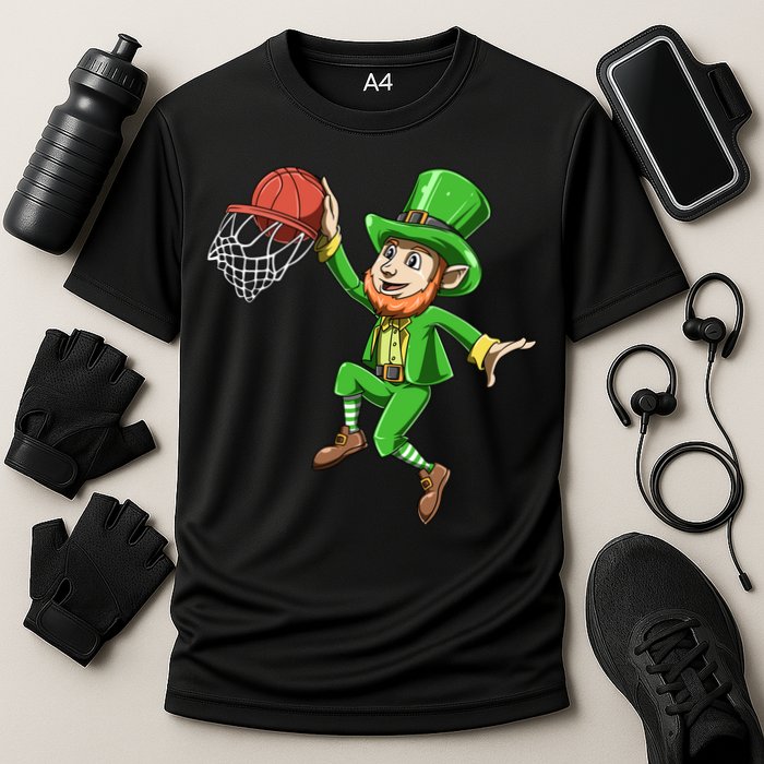 St Patrick's Day Basketball Irish Basketball Dunk Leprechaun Great Gift Cooling Performance Crew T-Shirt