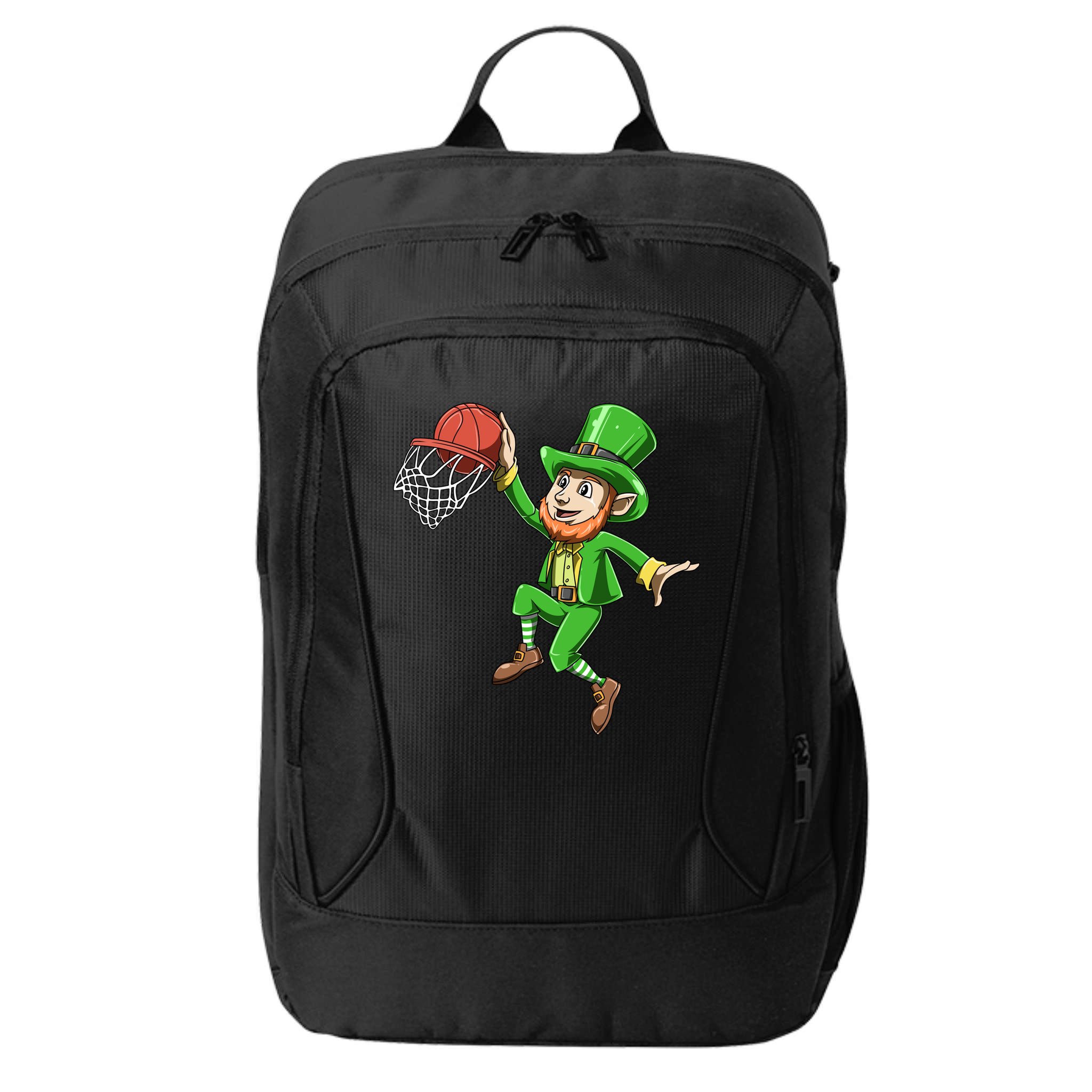 St Patrick's Day Basketball Irish Basketball Dunk Leprechaun Great Gift City Backpack