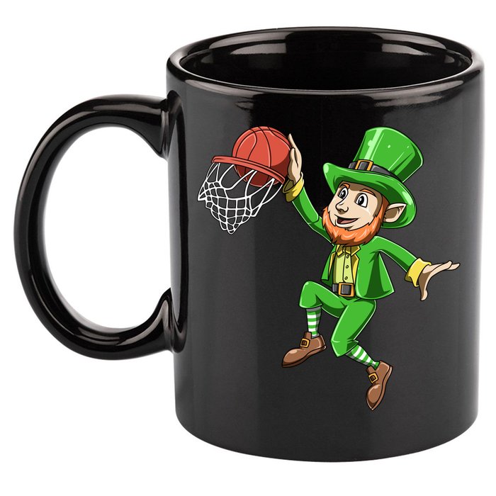 St Patrick's Day Basketball Irish Basketball Dunk Leprechaun Great Gift 11oz C Handle Ceramic Mug