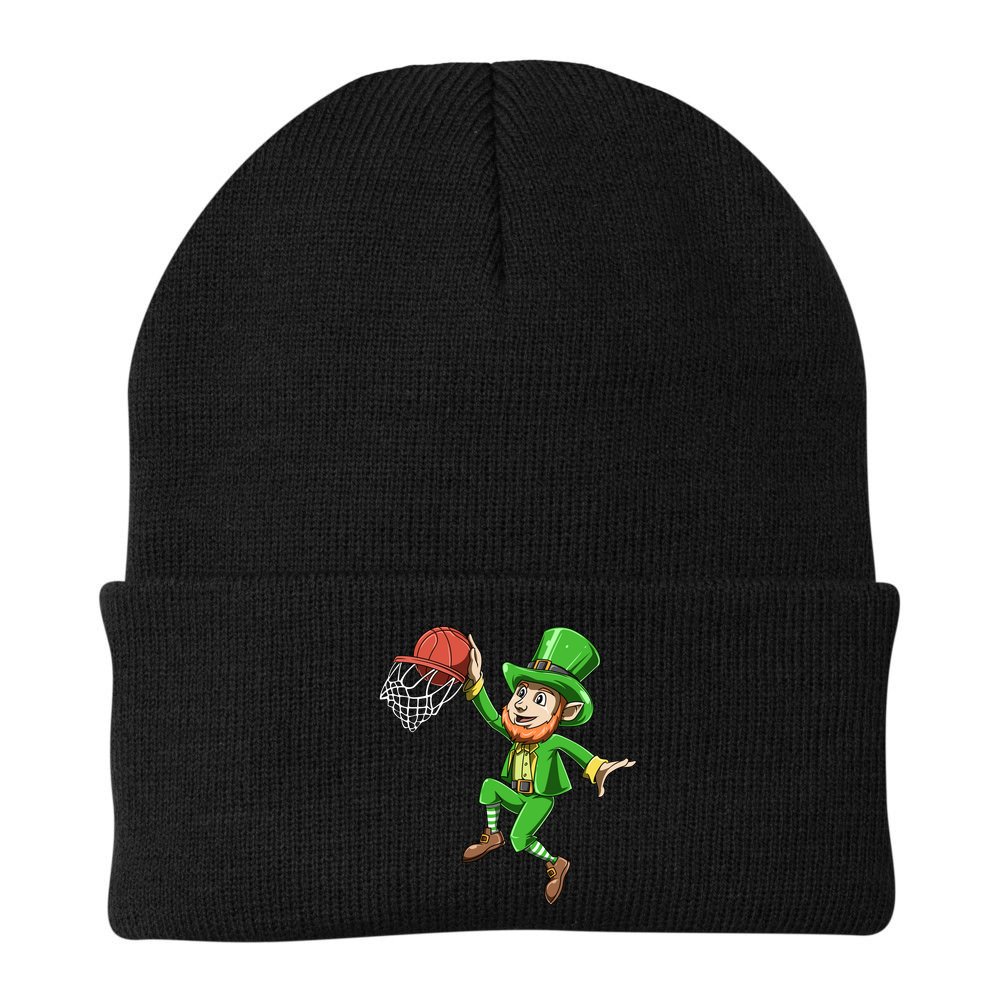 St Patrick's Day Basketball Irish Basketball Dunk Leprechaun Great Gift Beanie