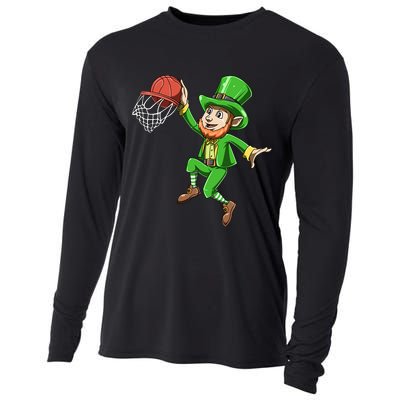 St Patrick's Day Basketball Irish Basketball Dunk Leprechaun Great Gift Cooling Performance Long Sleeve Crew