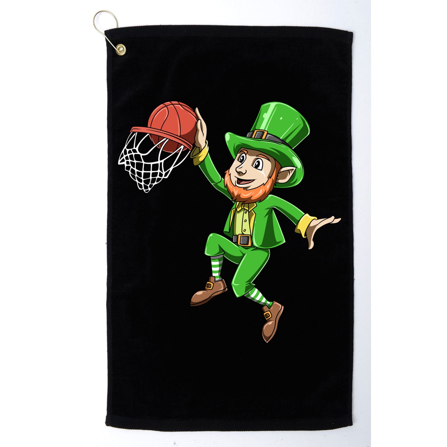 St Patrick's Day Basketball Irish Basketball Dunk Leprechaun Great Gift Golf Towel