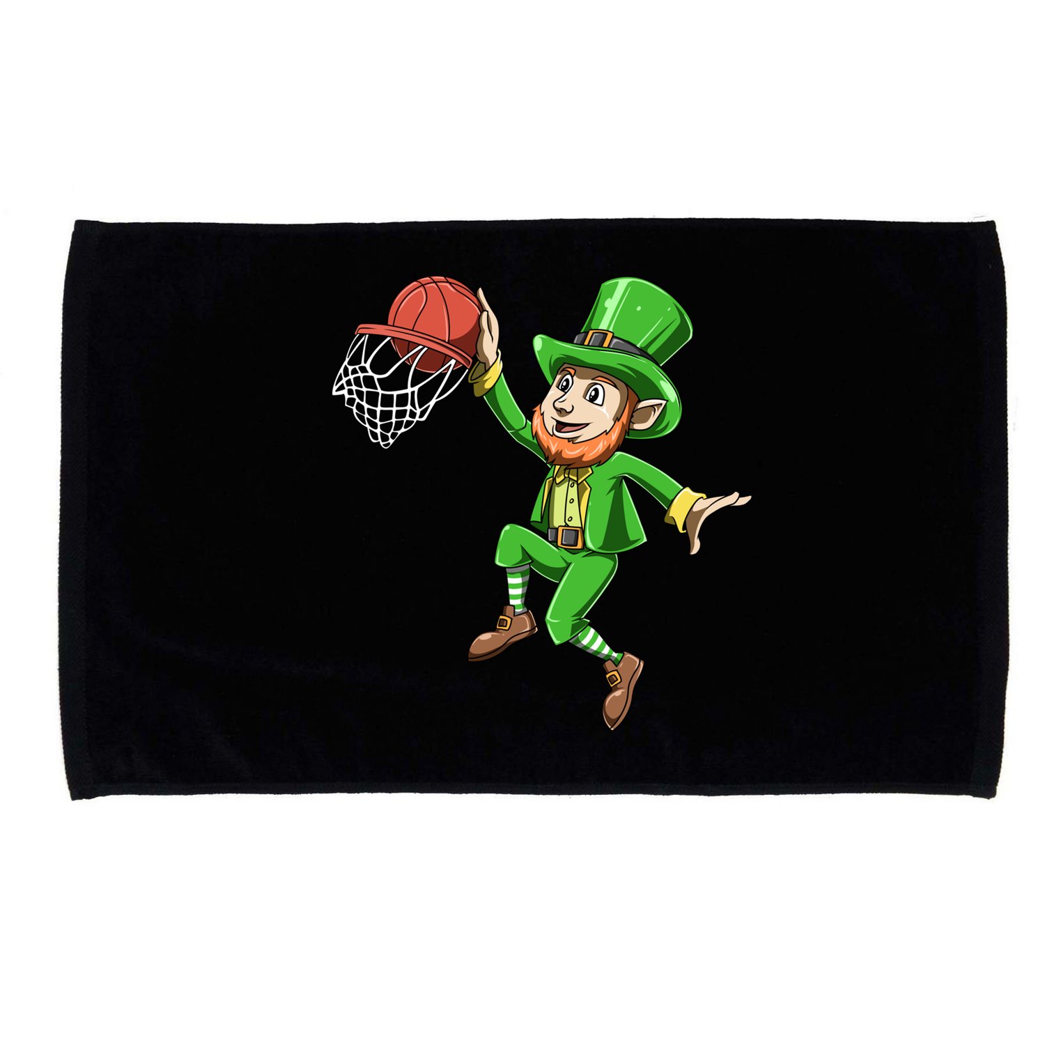 St Patrick's Day Basketball Irish Basketball Dunk Leprechaun Great Gift Microfiber Hand Towel