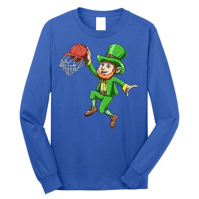 St Patrick's Day Basketball Irish Basketball Dunk Leprechaun Great Gift Long Sleeve Shirt