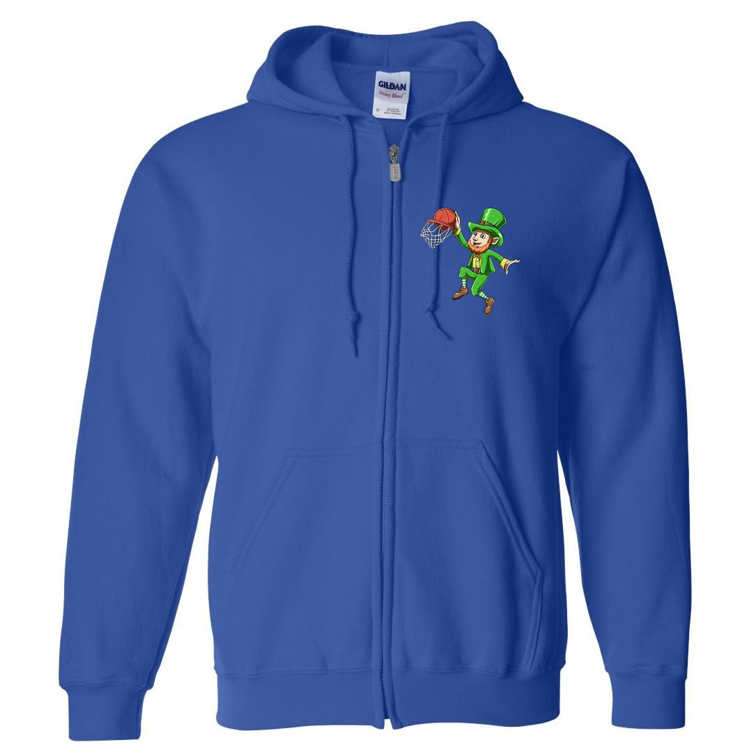 St Patrick's Day Basketball Irish Basketball Dunk Leprechaun Great Gift Full Zip Hoodie