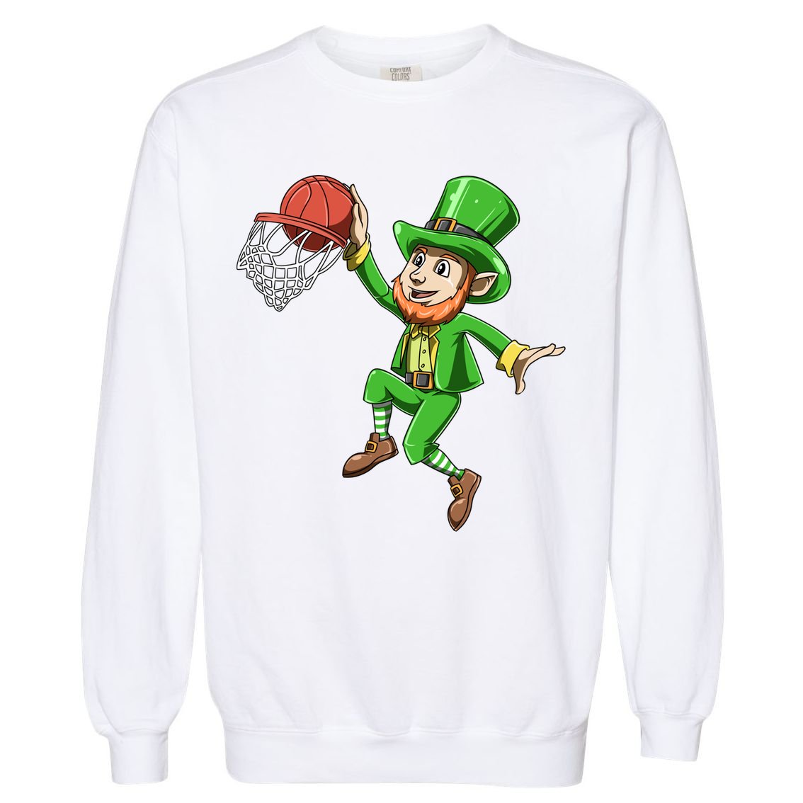 St Patrick's Day Basketball Irish Basketball Dunk Leprechaun Great Gift Garment-Dyed Sweatshirt