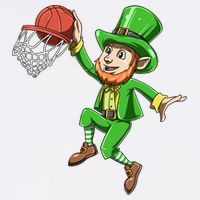St Patrick's Day Basketball Irish Basketball Dunk Leprechaun Great Gift Garment-Dyed Sweatshirt