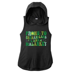 St. Patrick's Day Funny Prone To Shenanigans And Malarkey Ladies PosiCharge Tri-Blend Wicking Draft Hoodie Tank