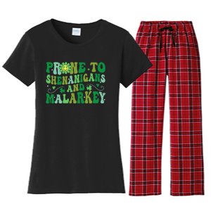 St. Patrick's Day Funny Prone To Shenanigans And Malarkey Women's Flannel Pajama Set