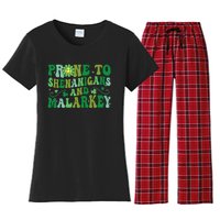 St. Patrick's Day Funny Prone To Shenanigans And Malarkey Women's Flannel Pajama Set